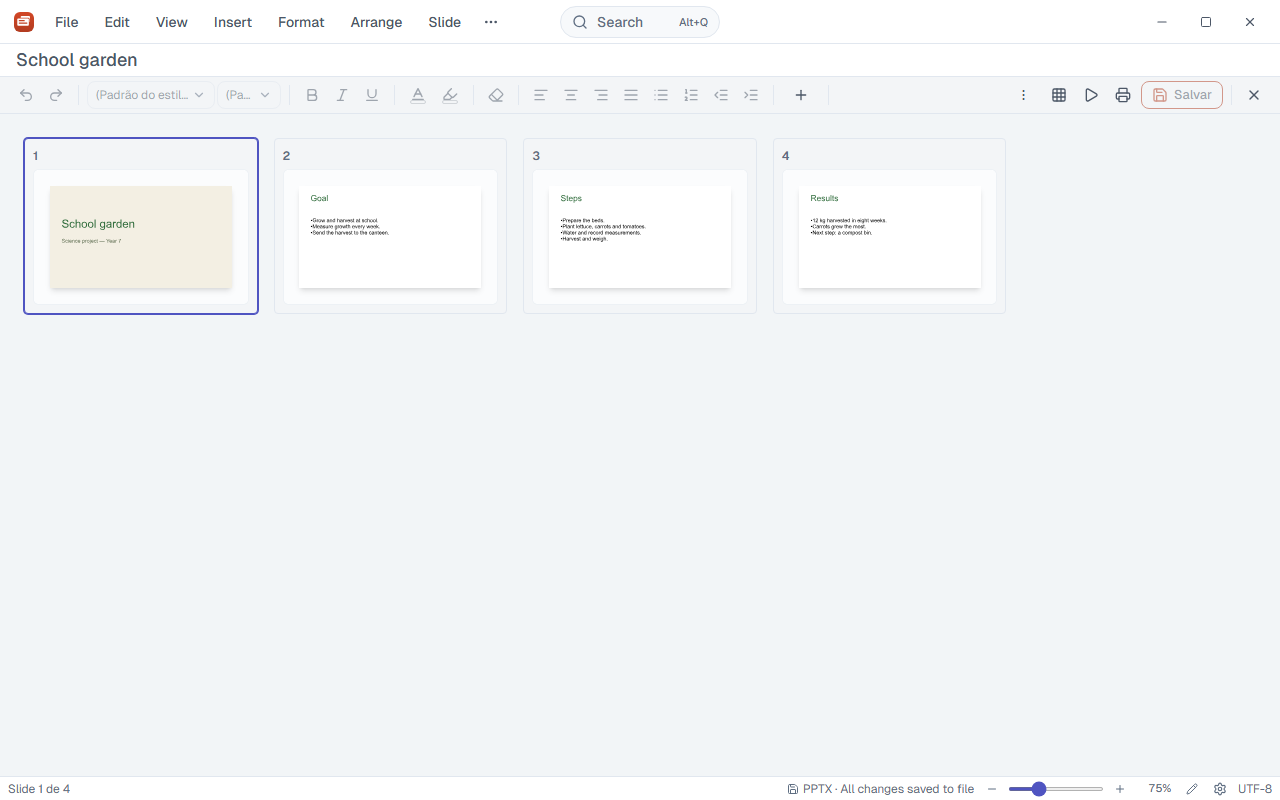 Slide sorter view with every slide in a grid.